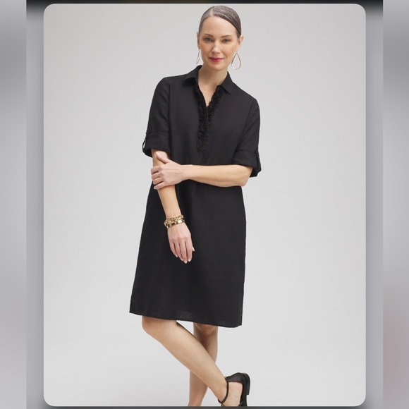 Chico’s Linen 3D Floral Dress - Picture 2 of 16